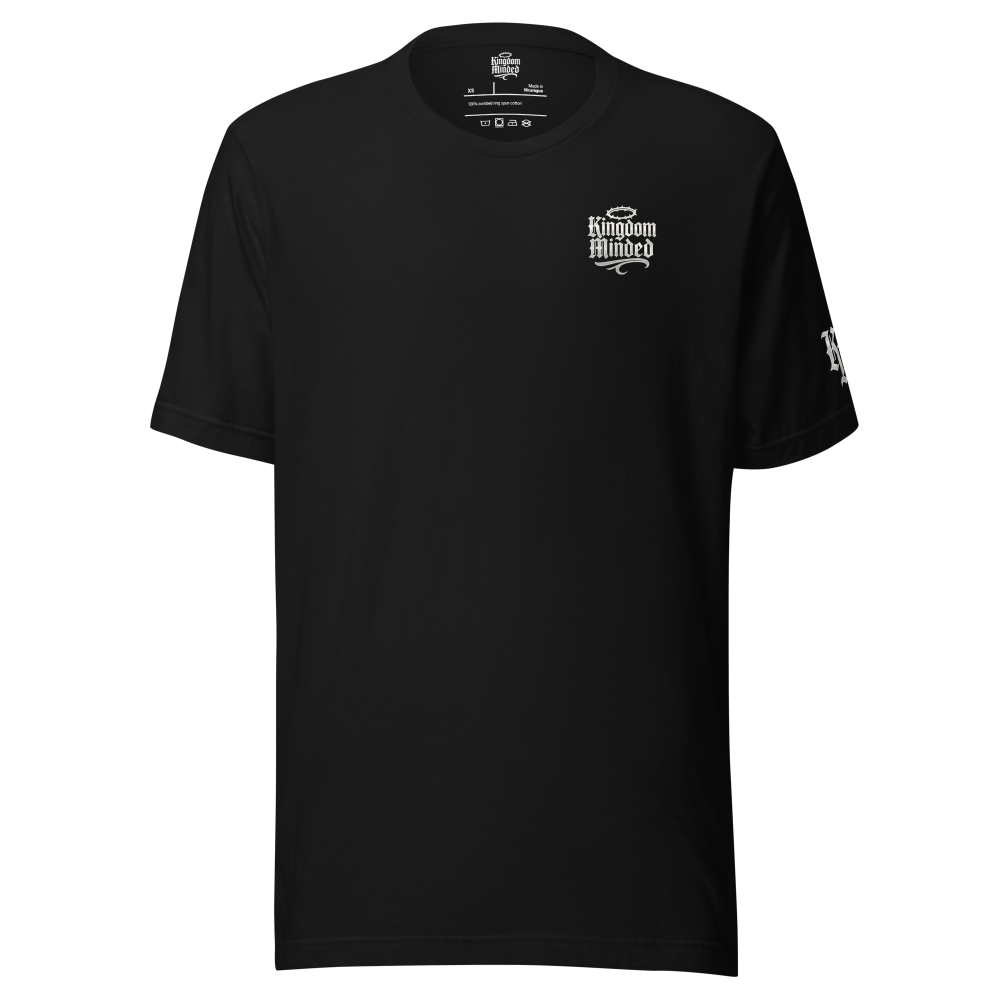 Angels Go Before Me Premium Tee — Black — Front