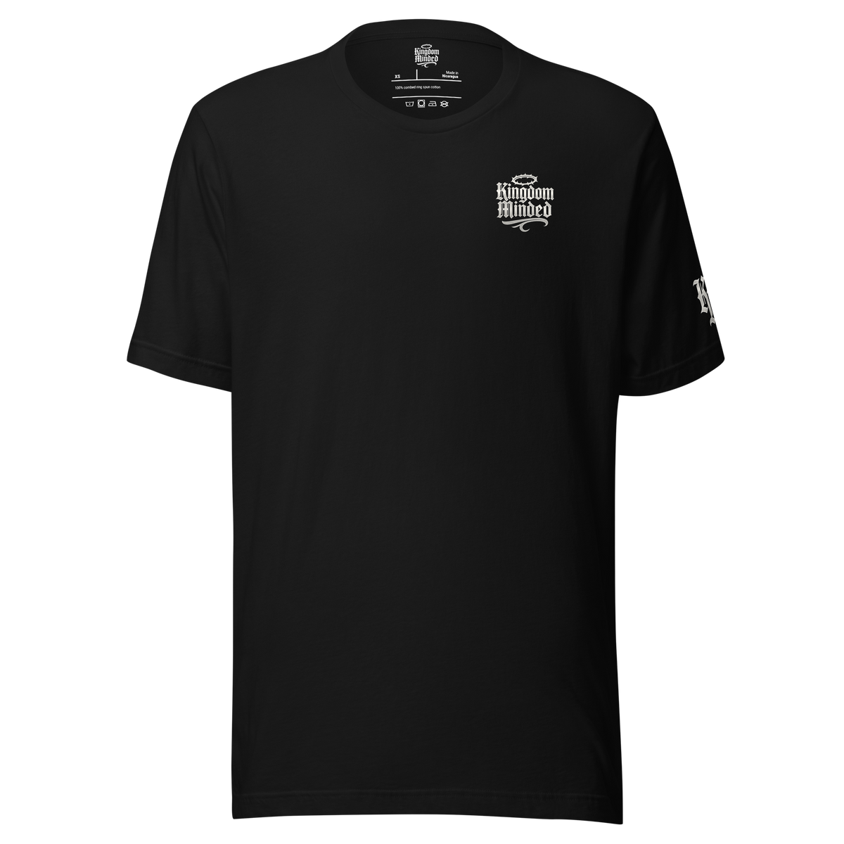 Angels Go Before Me Premium Tee — Black — Front