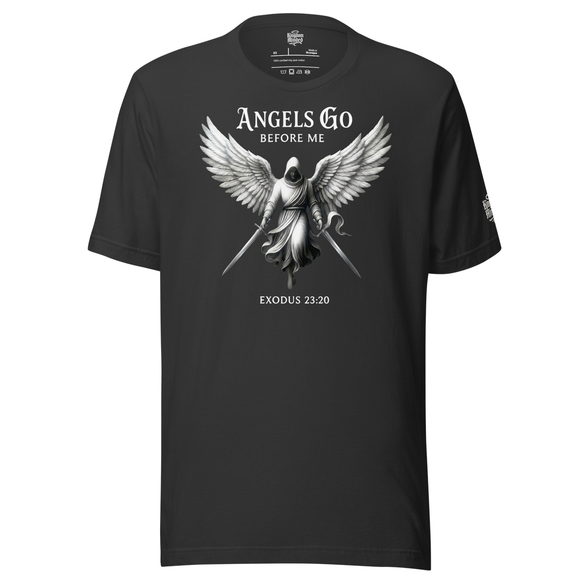 Angels Go Before Me Standard Tee — asphalt — Front