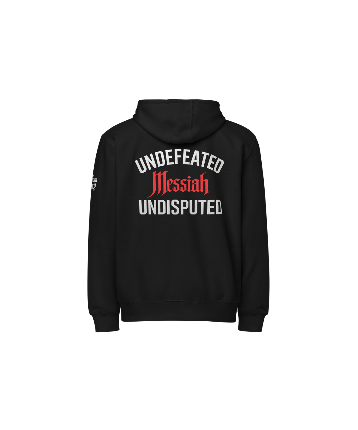 Undefeated. Undisputed. Premium Design Zip Hoodie — Black — Back