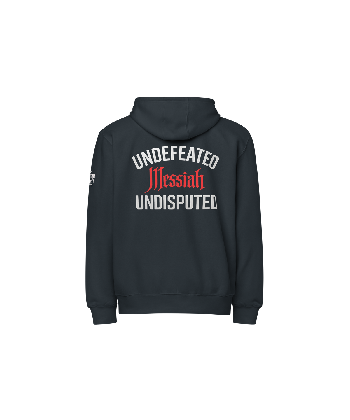 Undefeated. Undisputed. Premium Design Zip Hoodie — Navy — Back