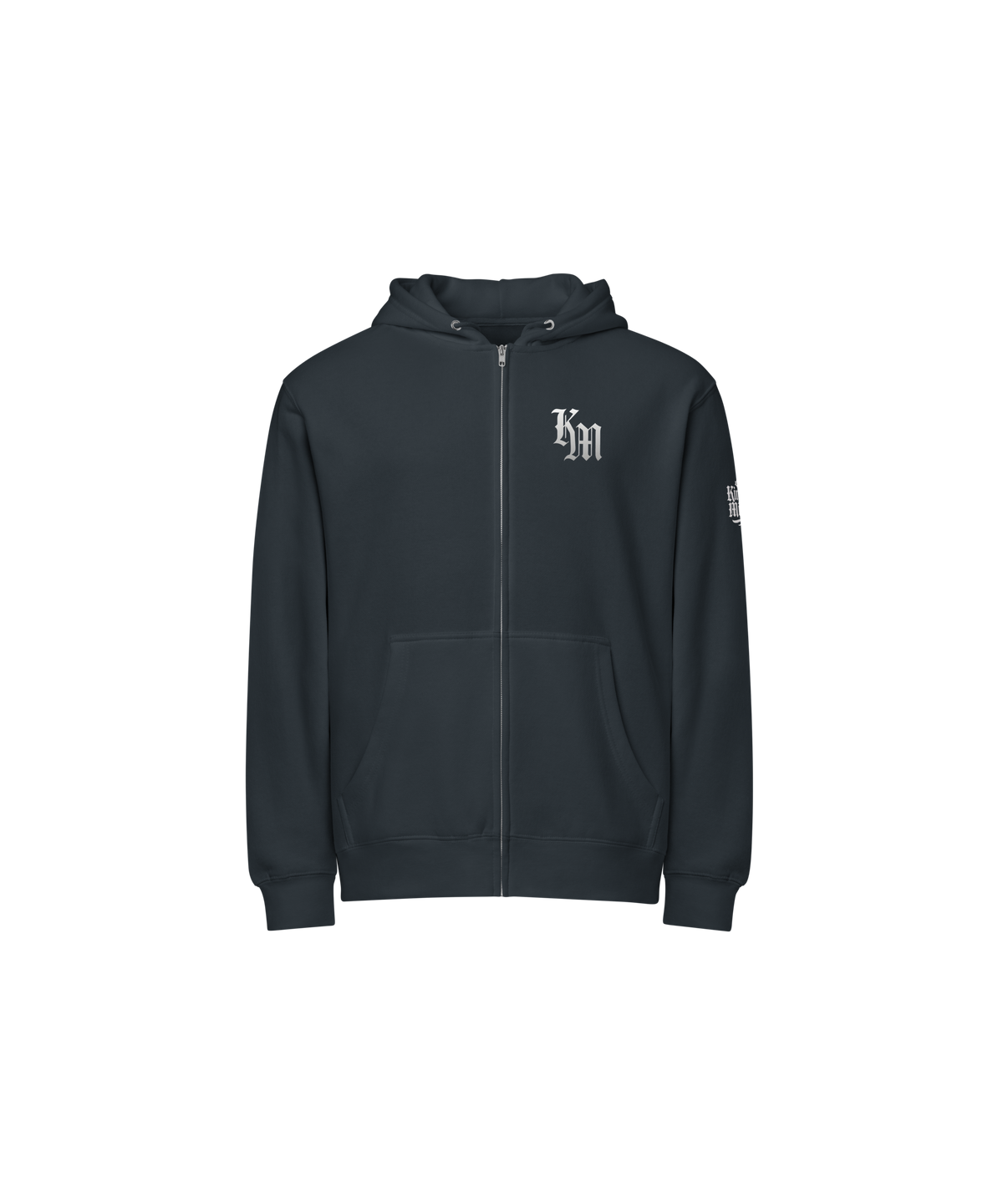 Undefeated. Undisputed. Premium Design Zip Hoodie — Navy — Front