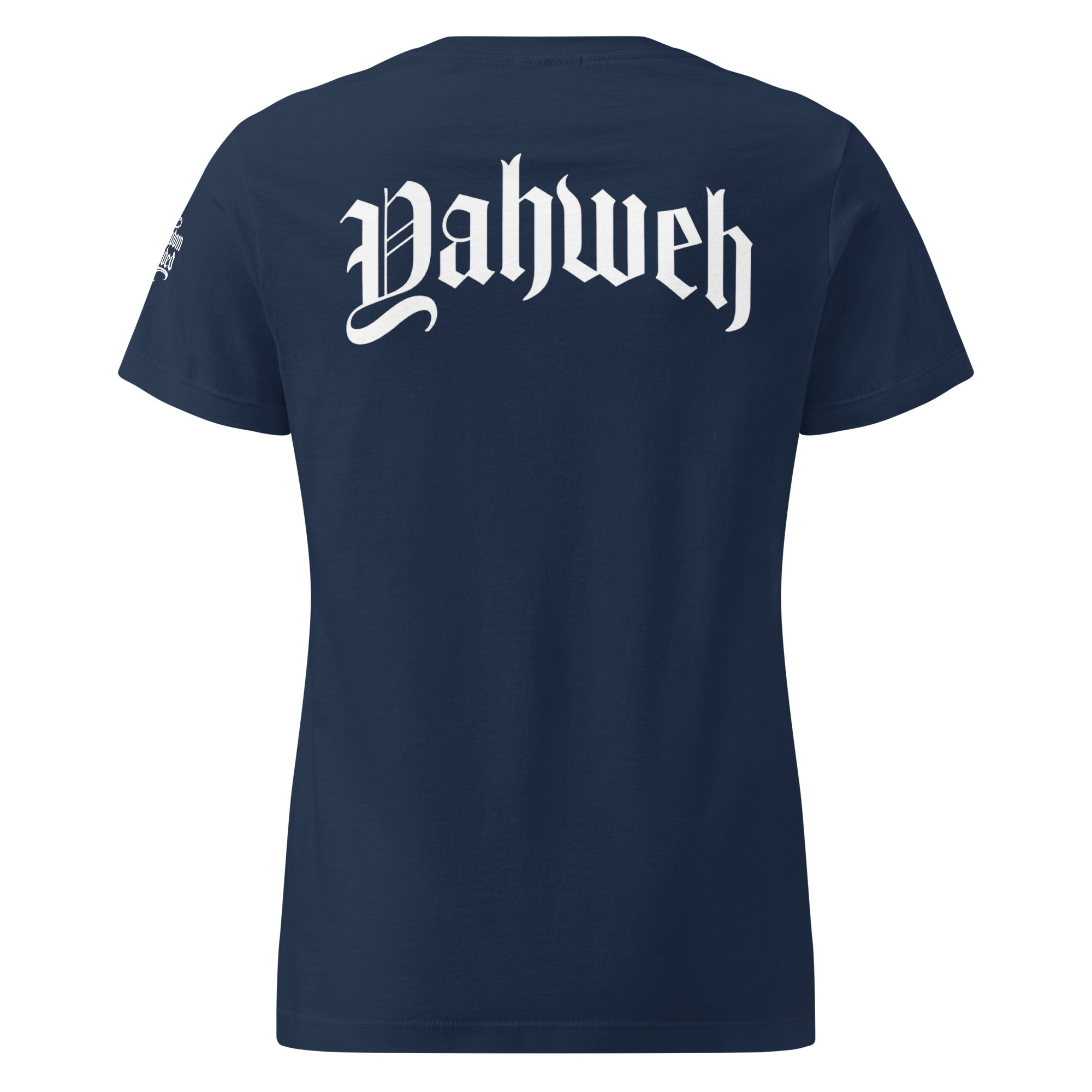 Yahweh Premium Women's Tee — Ocean Navy — Back